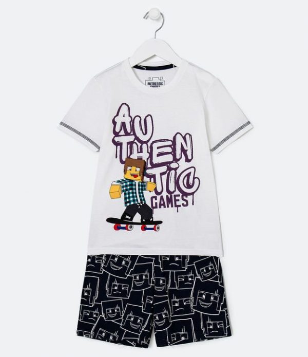 Pijama Infantil Estampa Authentic Games Skate - Tam 5 a 14 anos