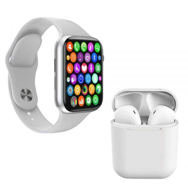 Kit 1 Smartwatch W34 S Branco + 1 Fone Bluetooth I12 Branco