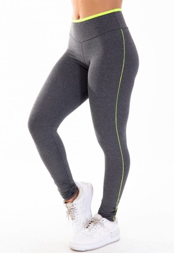 Calça Legging Fitness Moda Feminina Esporte Leg Suplex Linda Academia Ginástica Casual Conforto Atacado CINZA VERDE