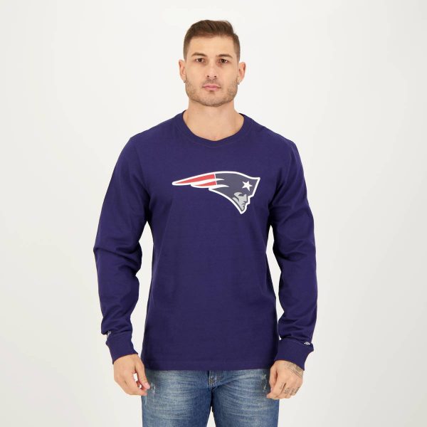 Camiseta New Era NFL New England Patriots Logo Manga Longa Marinho