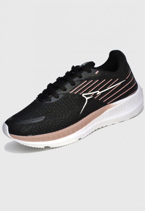 Tenis Feminino Leve p/ Corrida, Academia e Caminhada -1504 Preto/nude