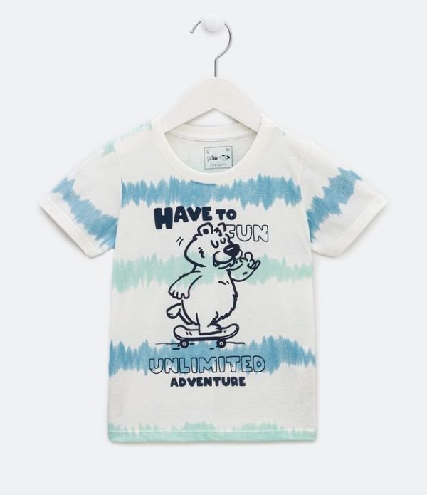 Camiseta Infantil com Estampa Tie Dye e Urso de Skate - Tam 1 a 5 anos