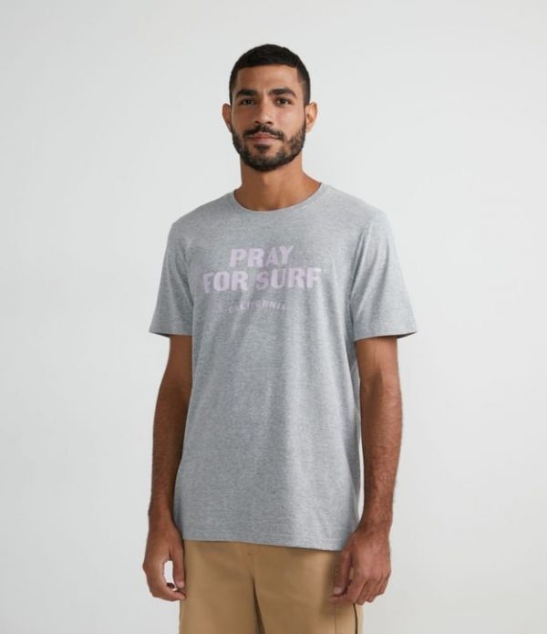 Camiseta Manga Curta com Lettering Pray For Surf