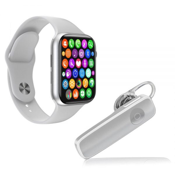 Kit 1 Smartwatch Branco Troca Pulseira + Fone Estéreo Branco