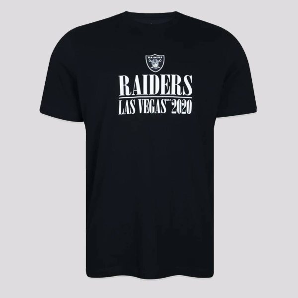 Camiseta New Era NFL Las Vegas Raiders Classic Preta e Branca