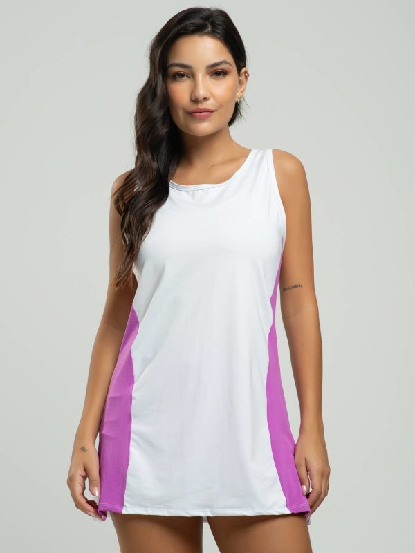 Vestido Beach Tennis Feminino Tecido Proteção Uv 50+ Vicbela Branco