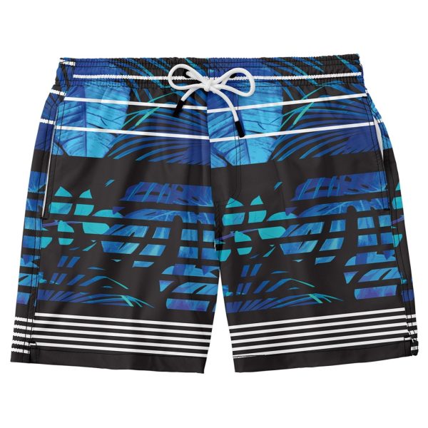 Bermuda Masculina Azul Listrada Short Tactel Casual Academia Corrida