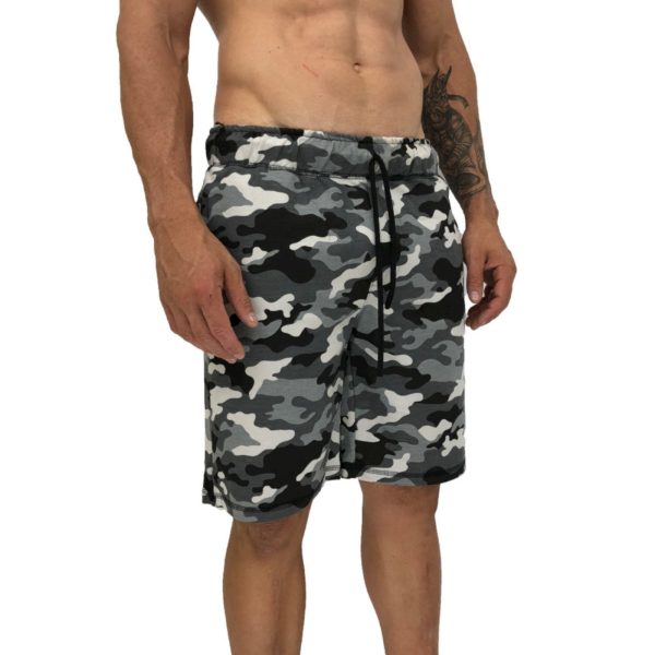 Bermuda Moletom MXD Conceito Academia Musculação Camuflado Cinza