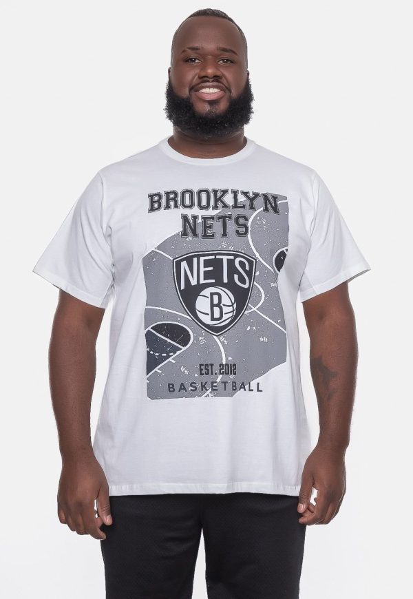 Camiseta NBA Plus Size Backcourt Brooklyn Nets Branca Off