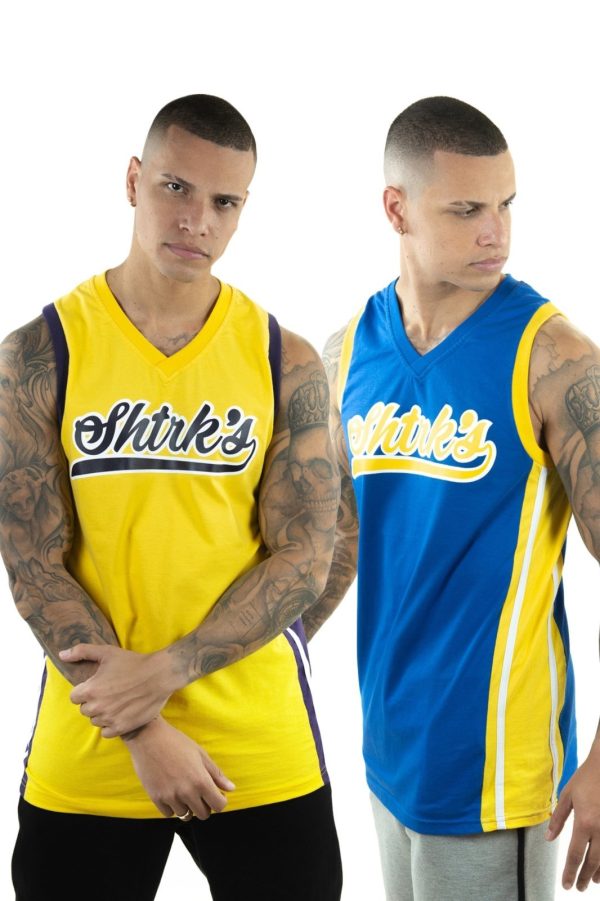 Kit com 2 Regatas de Basquete Shatark NBA Cash - Amarelo e Azul