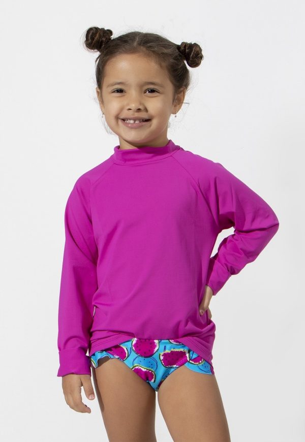 Infantil - Camisa Térmica Proteção Segunda Pele Praia Surf Proteção Verão Uv 4 Estações Rosa