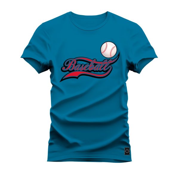 Camiseta Algodão Estampada Nexstar Confortável Baseball Azul