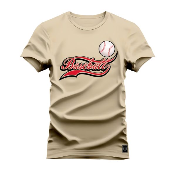 Camiseta Algodão Estampada Nexstar Confortável Baseball Bege