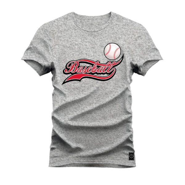 Camiseta Algodão Estampada Nexstar Confortável Baseball Cinza