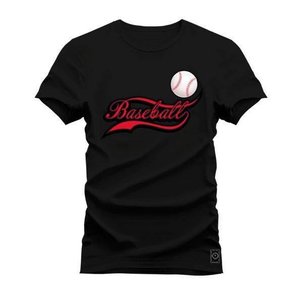 Camiseta Algodão Estampada Nexstar Confortável Baseball Preto