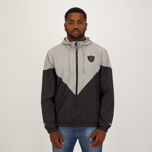 Jaqueta New Era Corta Vento Windbreaker NFL Las Vegas Raiders Classic Cinza