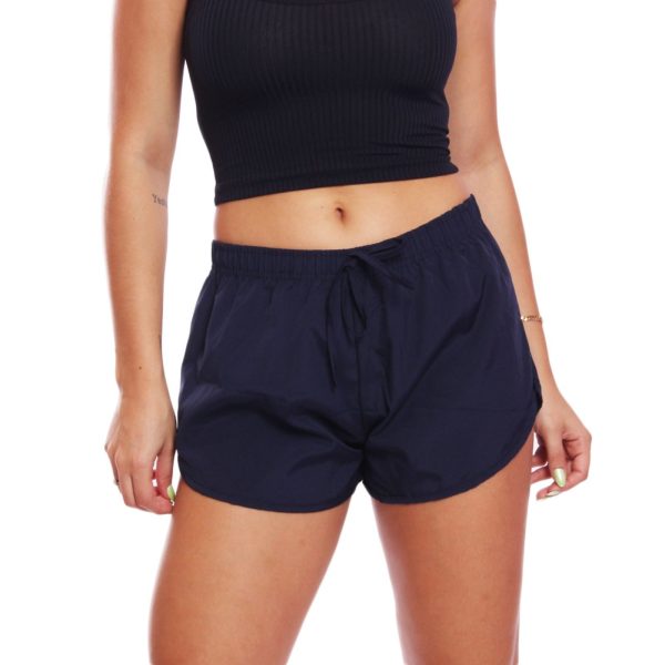 Shorts Curto Feminino Tactel Praia Piscina Academia Corrida Marinho