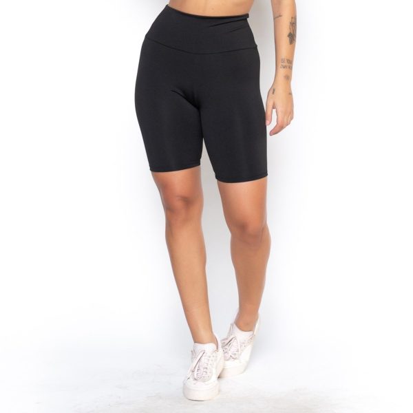 Bermuda Biker Fitness Academia Feminina Preta