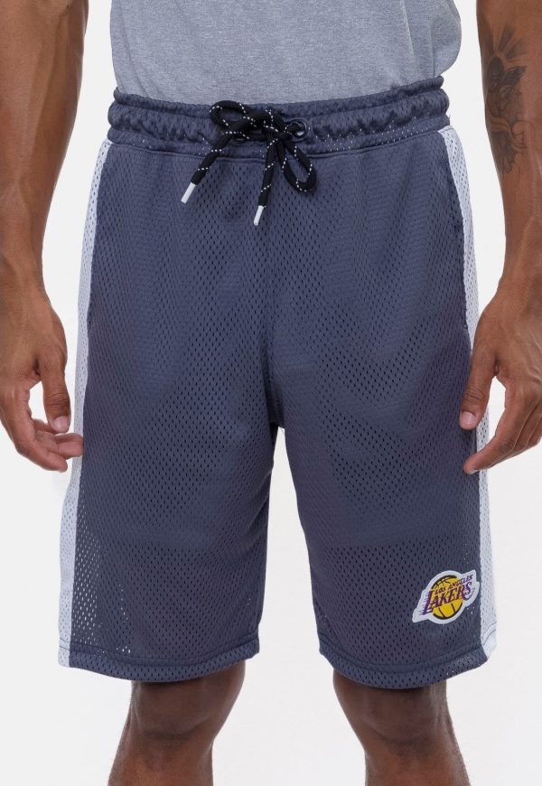 Bermuda NBA Sintética Vinil Logo Los Angeles Lakers Cinza