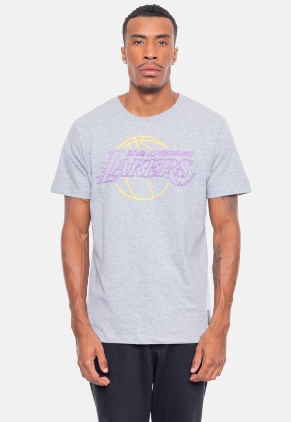 Camiseta NBA Logo Sign Los Angeles Lakers Cinza Mescla