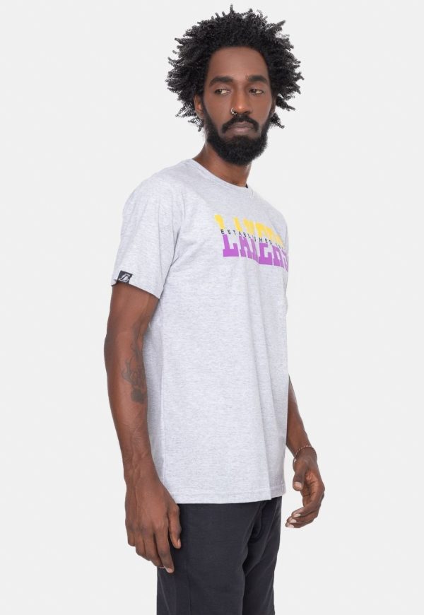 Camiseta NBA Name Team Los Angeles Lakers Cinza Mescla