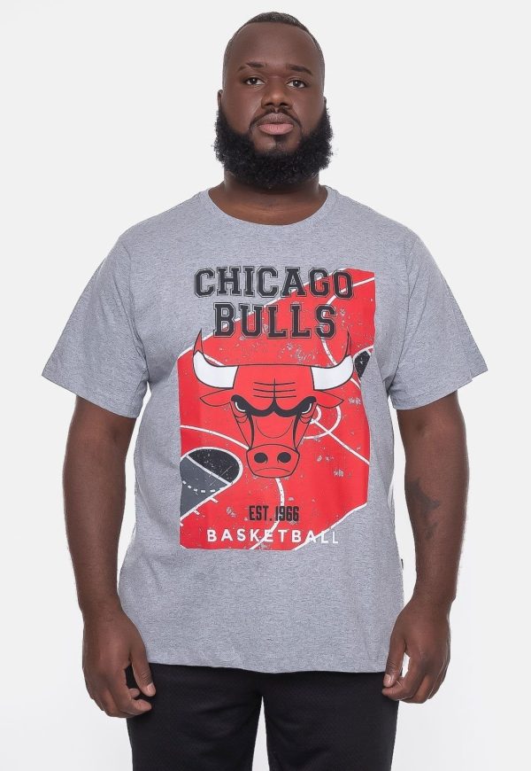 Camiseta NBA Plus Size Backcourt Chicago Bulls Cinza Mescla