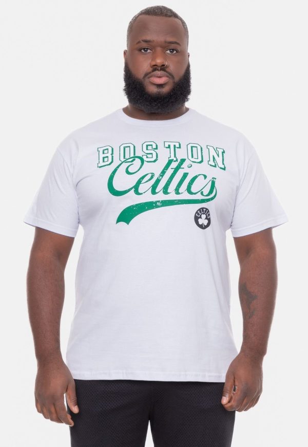 Camiseta NBA Plus Size College Logo Boston Celtics Branca