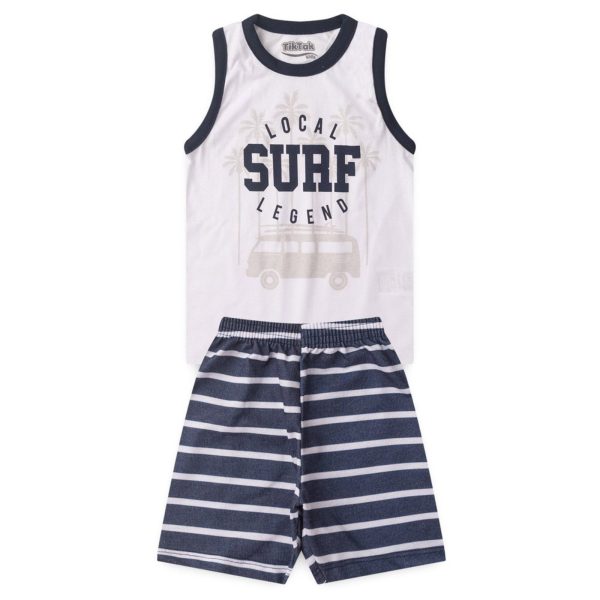 Infantil - Conjunto Regata Masculino Branco Surf