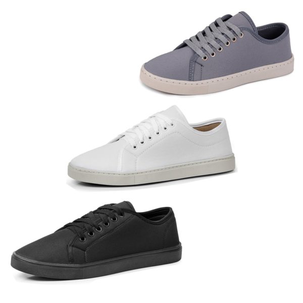 Kit 3 Tenis Masculino Skate Street Branco Cinza e Preto