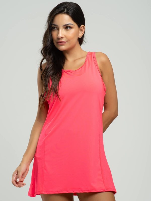 Vestido Beach Tennis Feminino Tecido Proteção Uv 50+ Vicbela Rosa