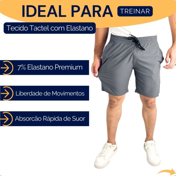 Bermuda Masculina Tactel Elastano KS Short Academia Praia Bolso Lateral