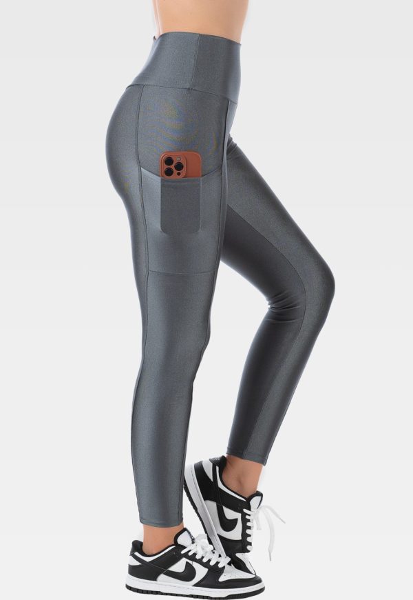 Calça Legging Fitness Cirrê Com Bolso Summer Soul Cinza