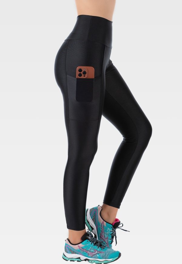 Calça Legging Fitness Cirrê Com Bolso Summer Soul Preta