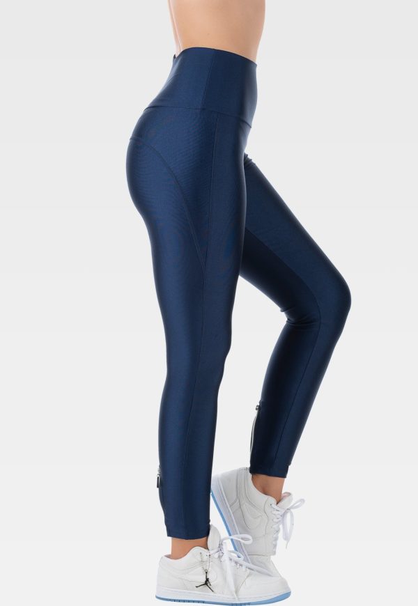 Calça Legging Fitness Cirrê Cós Alto Summer Soul Azul