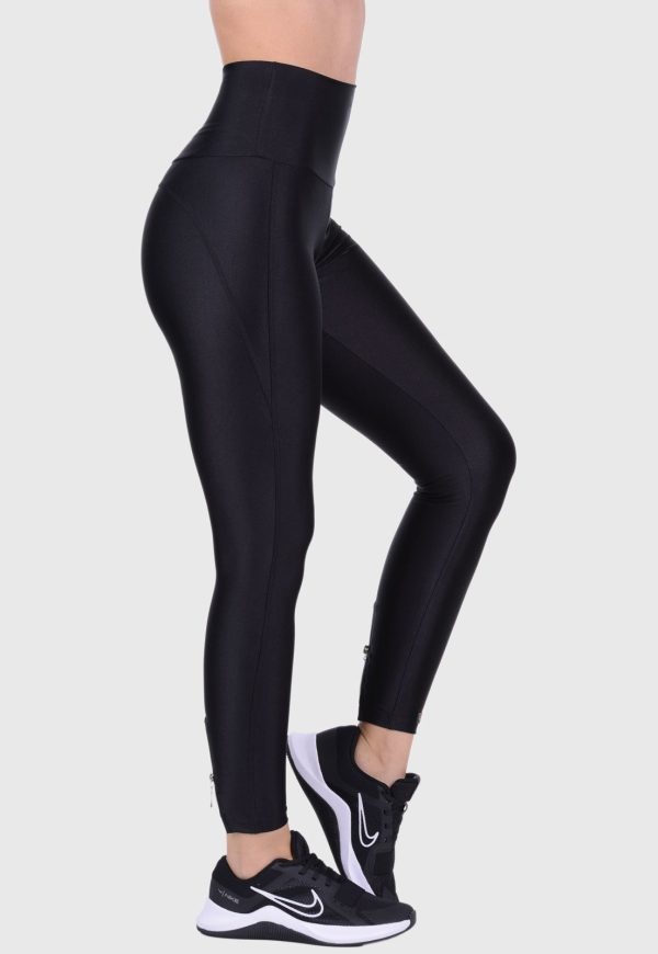 Calça Legging Fitness Cirrê Cós Alto Summer Soul Preta