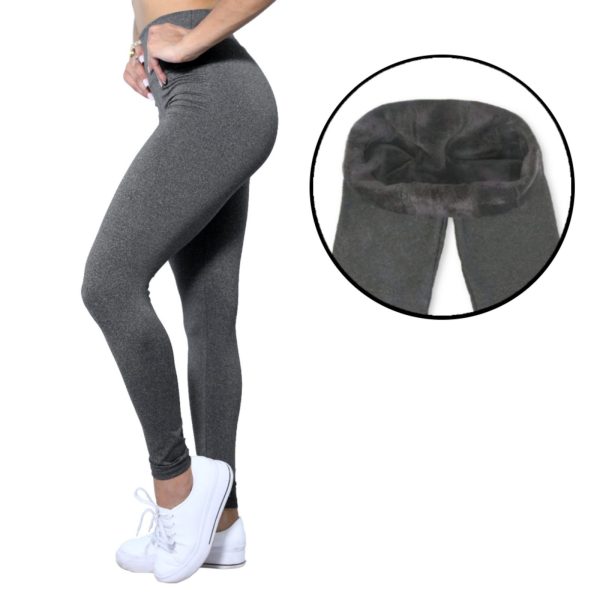 Calça Legging Heide Ribeiro Flanelada Térmica Cinza Mescla