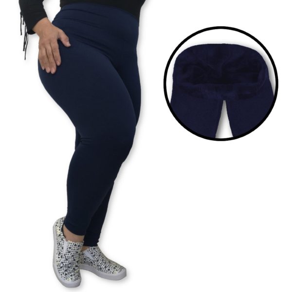 Calça Legging Plus Size Heide Ribeiro Flanelada Térmica Marinho