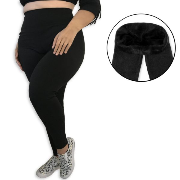 Calça Legging Plus Size Heide Ribeiro Flanelada Térmica Preto