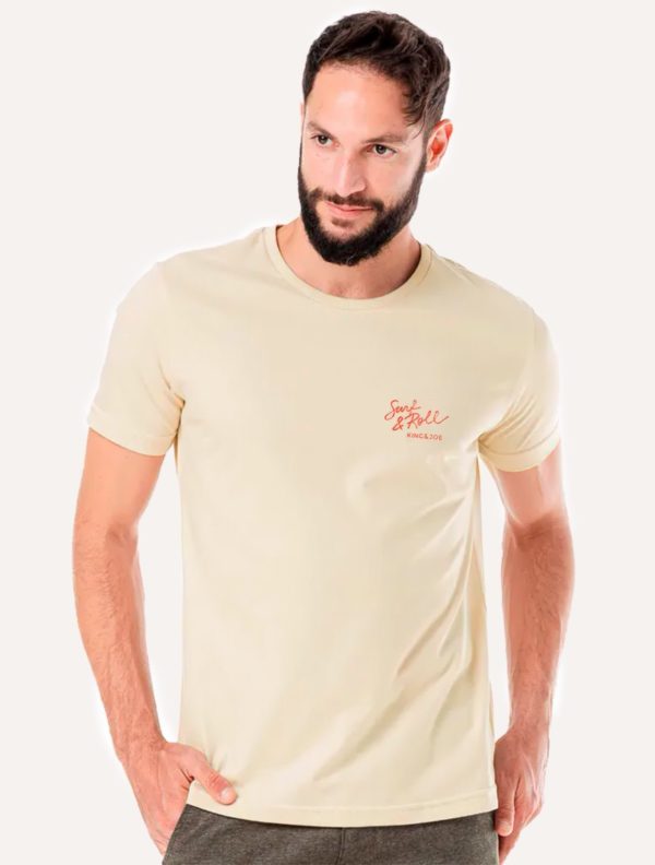 Camiseta King & Joe Masculina Slim Surf&Roll Areia