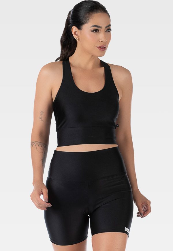 Conjunto Fitness Cirrê Short e Top Summer Soul Preto