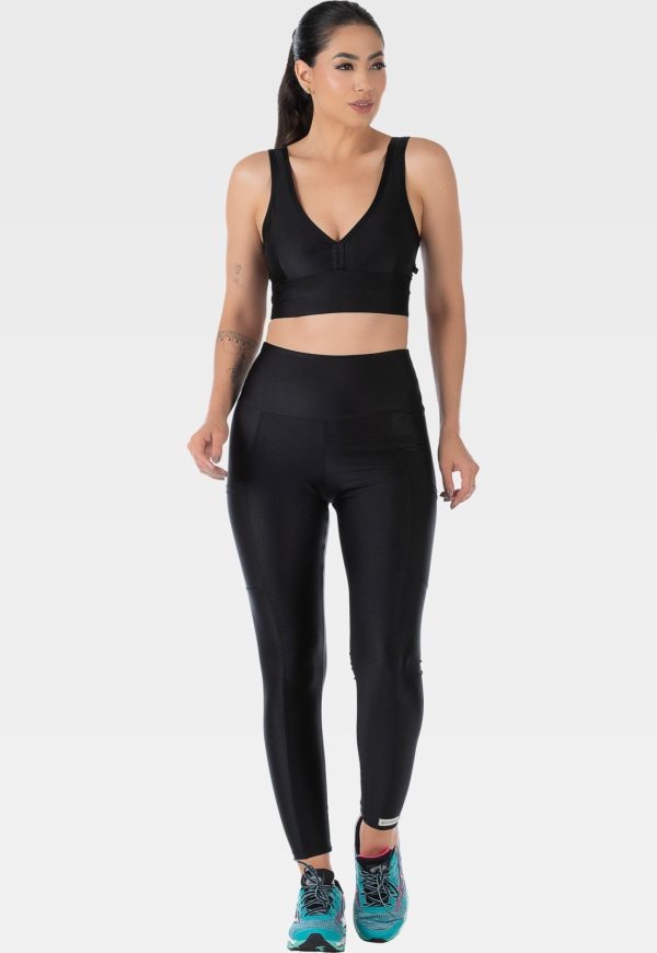 Conjunto Fitness Cirrê Top e Calça Summer Soul Preto