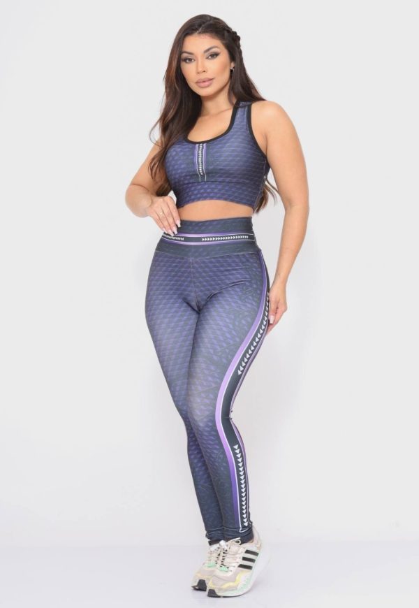 Conjunto Fitness para Esportes Feminina Top e Calça Cintura Alta Linha Premium