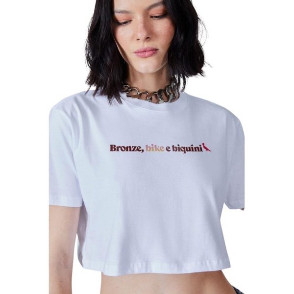 Cropped Bronze Bike E Biquini Reversa Branco