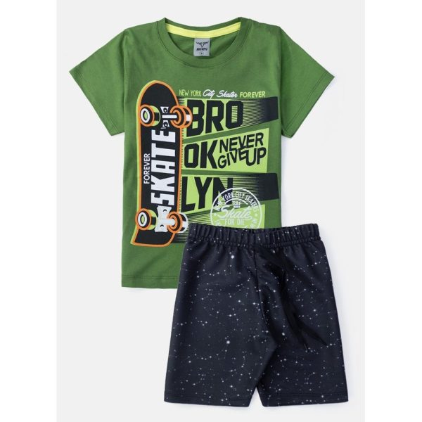 Infantil - Conjunto Masculino Forever Skate Verde 0264 - Keki Boys