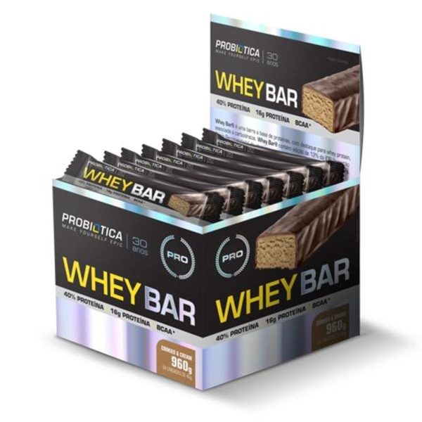 Kit 10X Whey Bar High Protein - 24 Unidades 40G Cookies & Cream - Probiótica