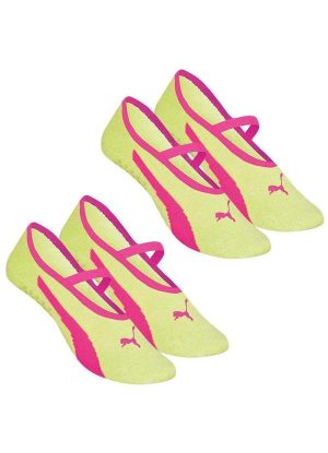 Kit 2 pares de Meias Puma Sapatilha Pilates Feminina Amarelo