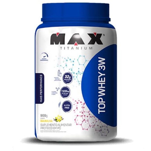 Kit 3 - Top Whey 3W - 900G Baunilha - Max Titanium