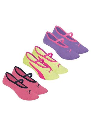 Kit 3 pares de Meias Puma Sapatilha Pilates Feminina Rosa
