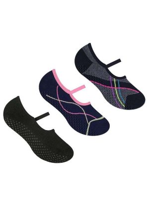 Kit 3 pares de Meias Selene Sapatilha Antiderrapante Feminina Preto