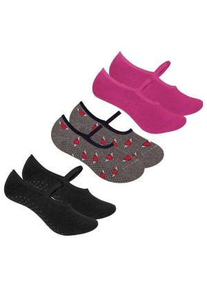 Kit 3 pares de Meias Selene Sapatilha Pilates Feminina Preto